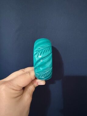 Splendette Heavy Carved Jade Wide Bangle